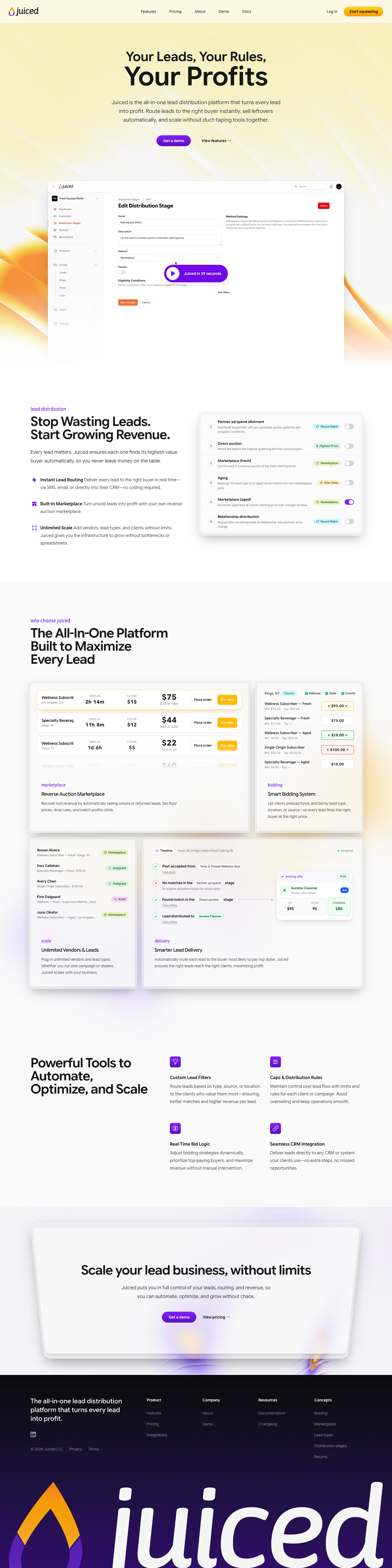 Juiced Leads, LLC full landing page screenshot