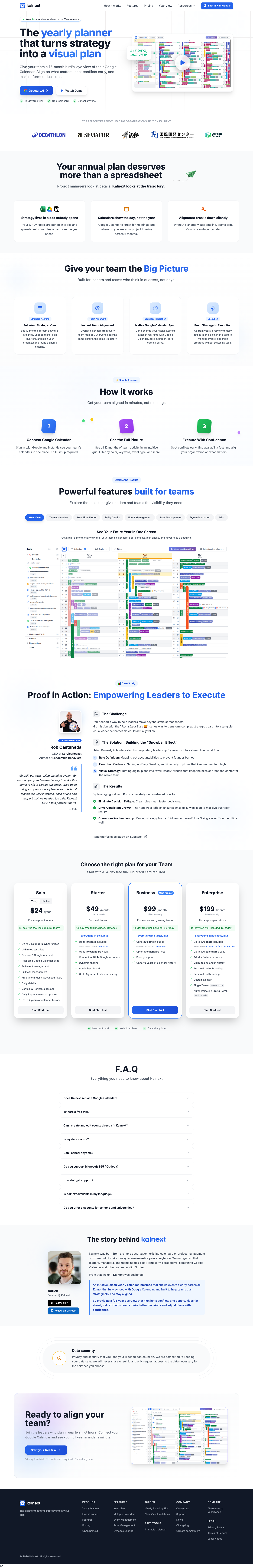 Kalnext full landing page screenshot