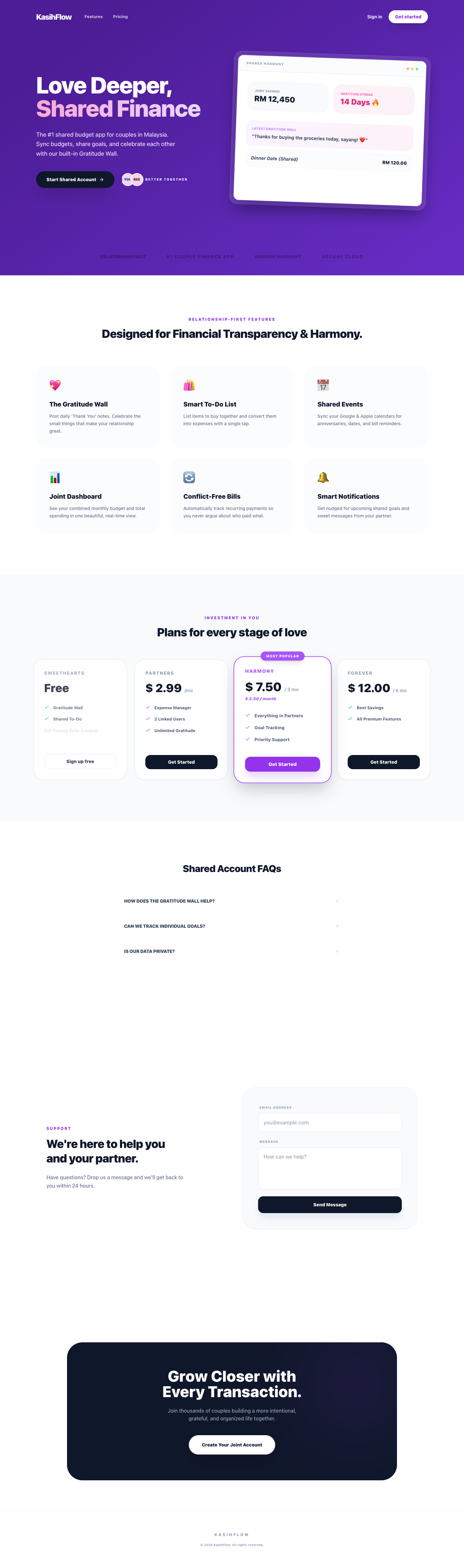 KasihFlow full landing page screenshot