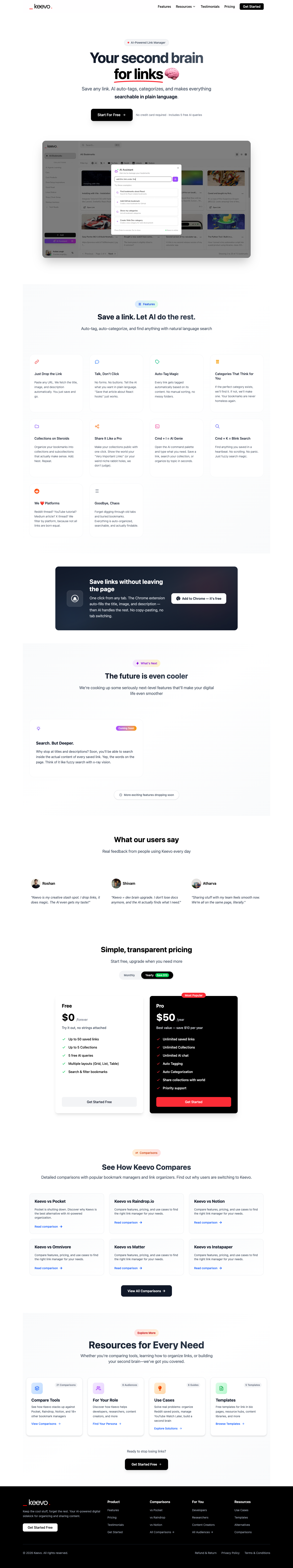 Keevo full landing page screenshot