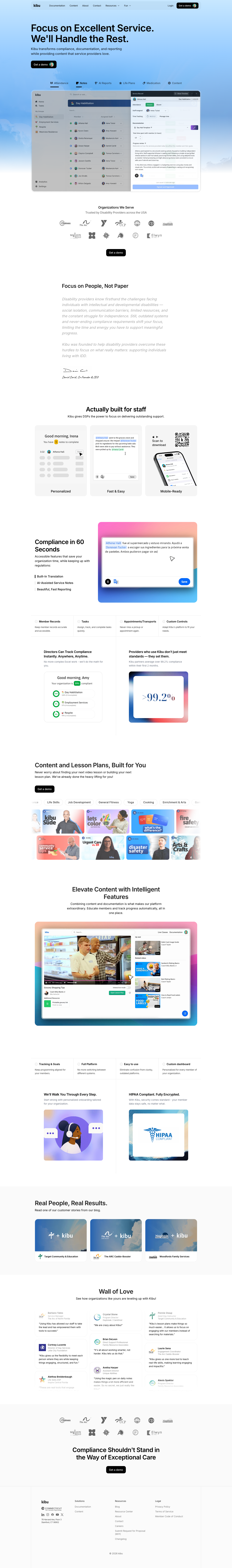 Kibu full landing page screenshot