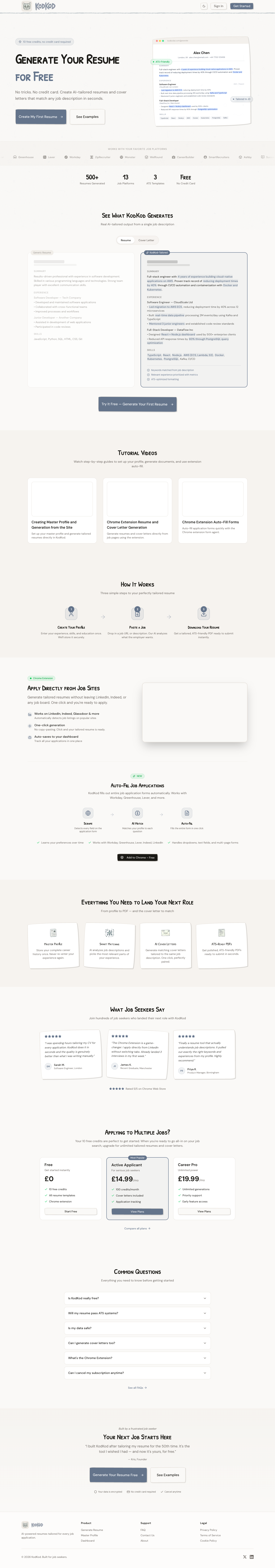 Kodkod full landing page screenshot