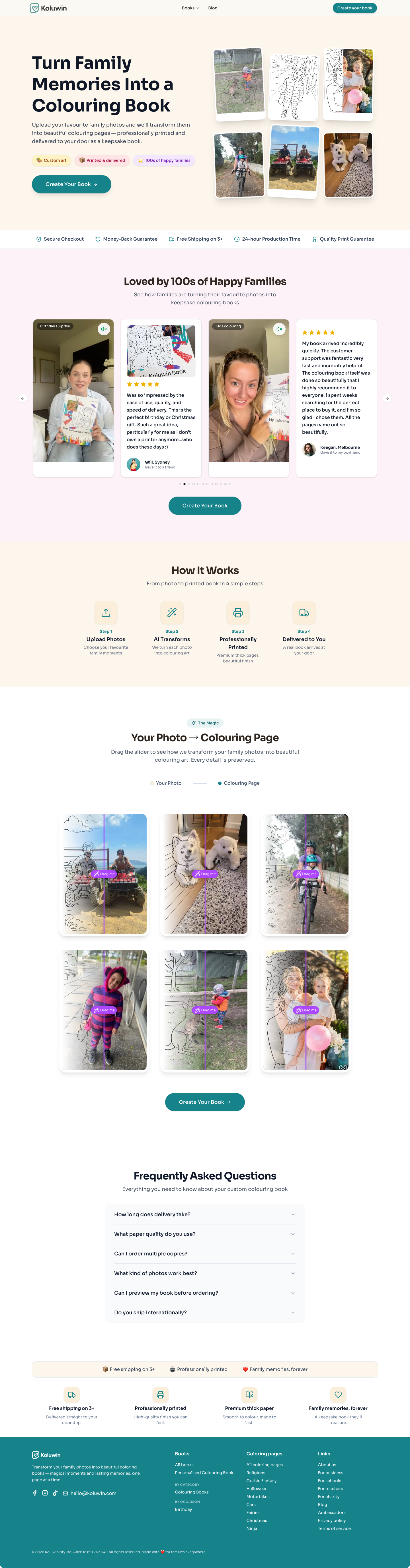Koluwin full landing page screenshot