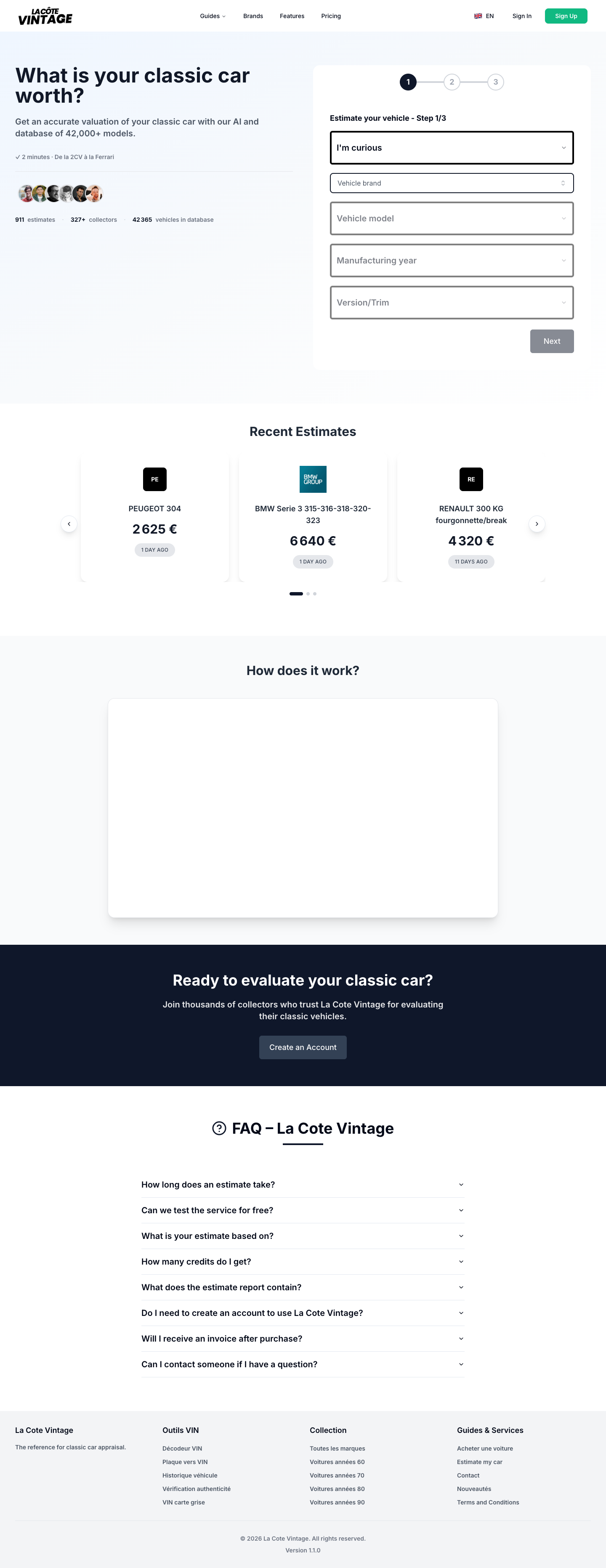 La Côte Vintage full landing page screenshot