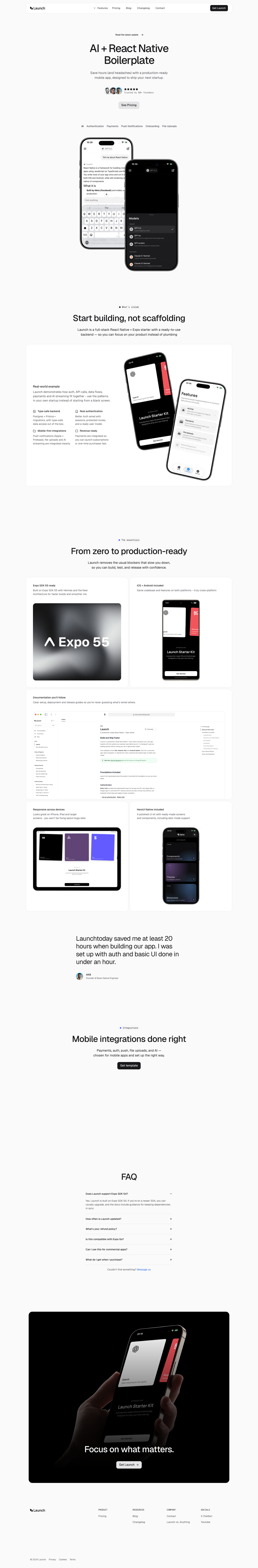 Launch full landing page screenshot
