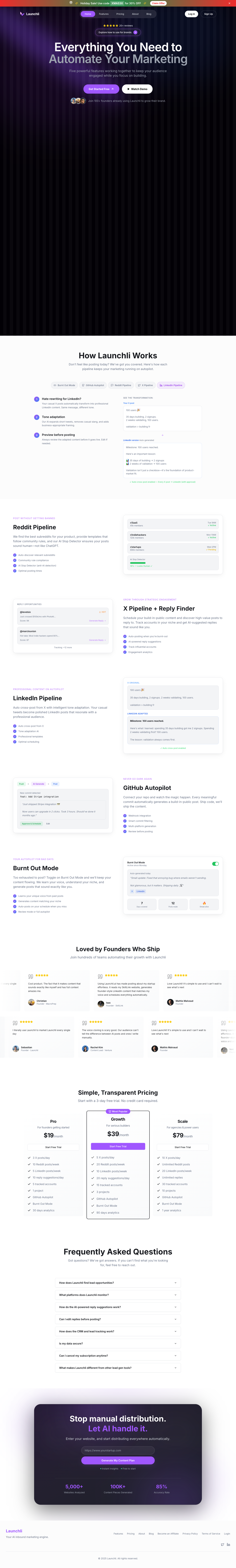 Launchli full landing page screenshot