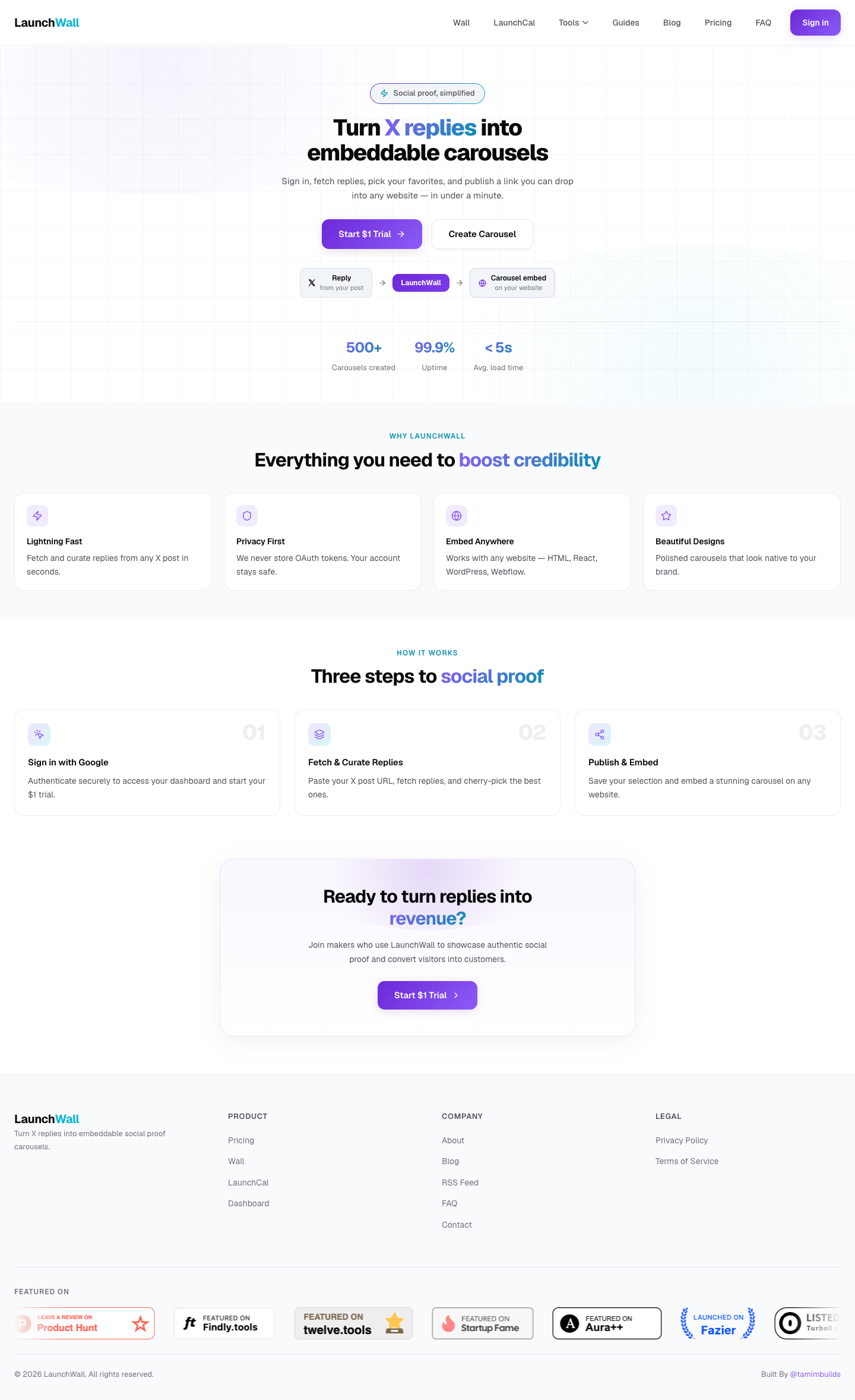 launchwall full landing page screenshot