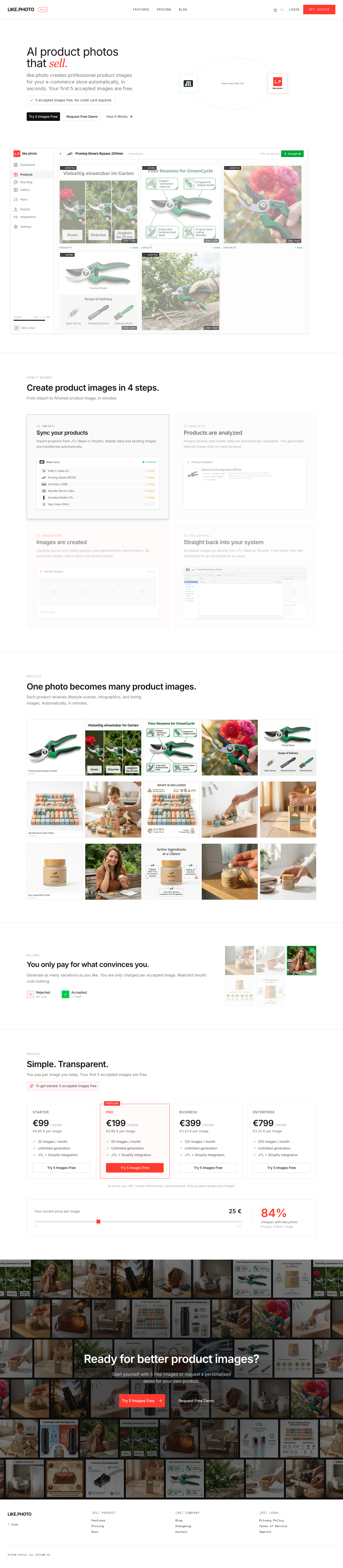 like.photo full landing page screenshot