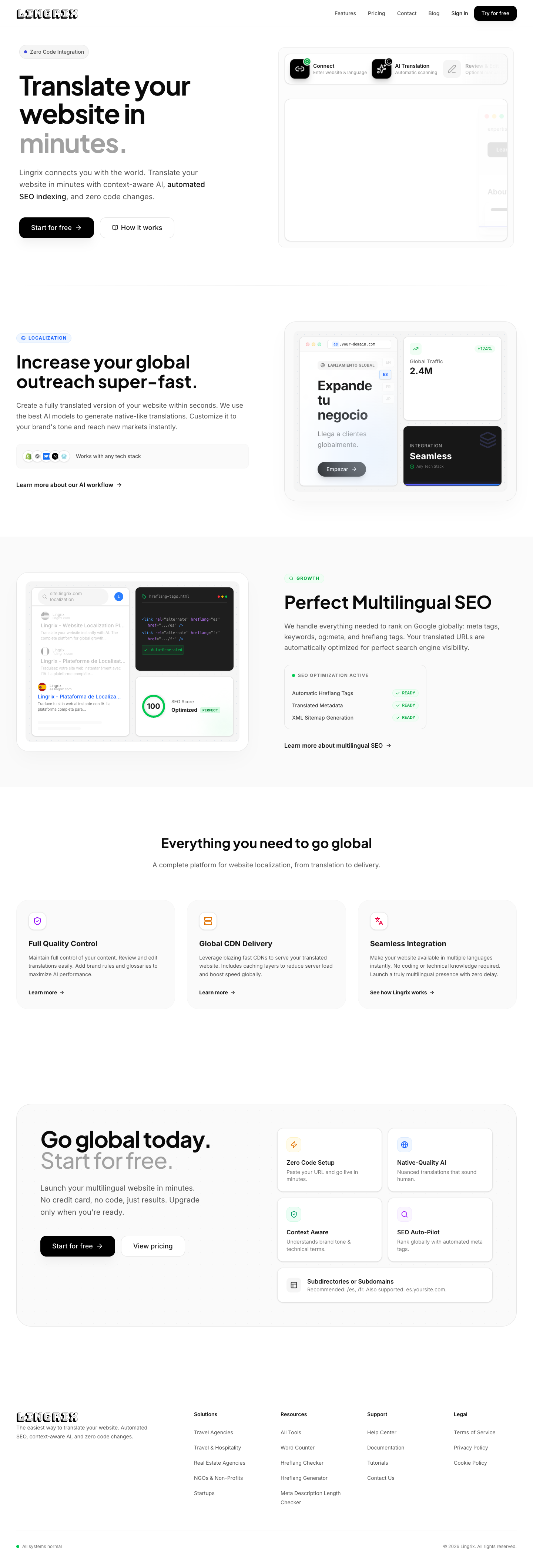 Lingrix full landing page screenshot