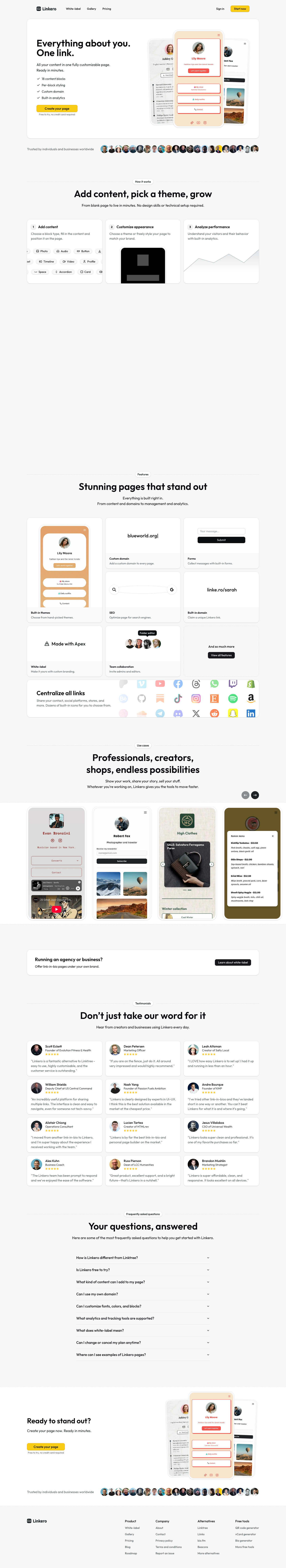 Linkero full landing page screenshot