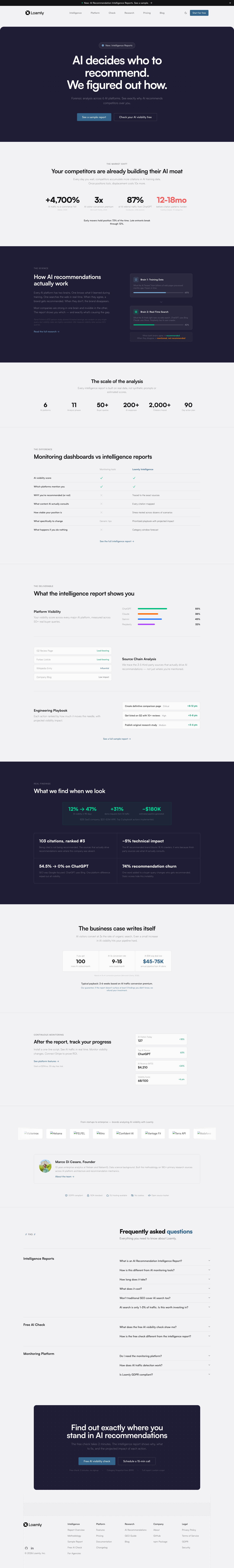 Loamly full landing page screenshot