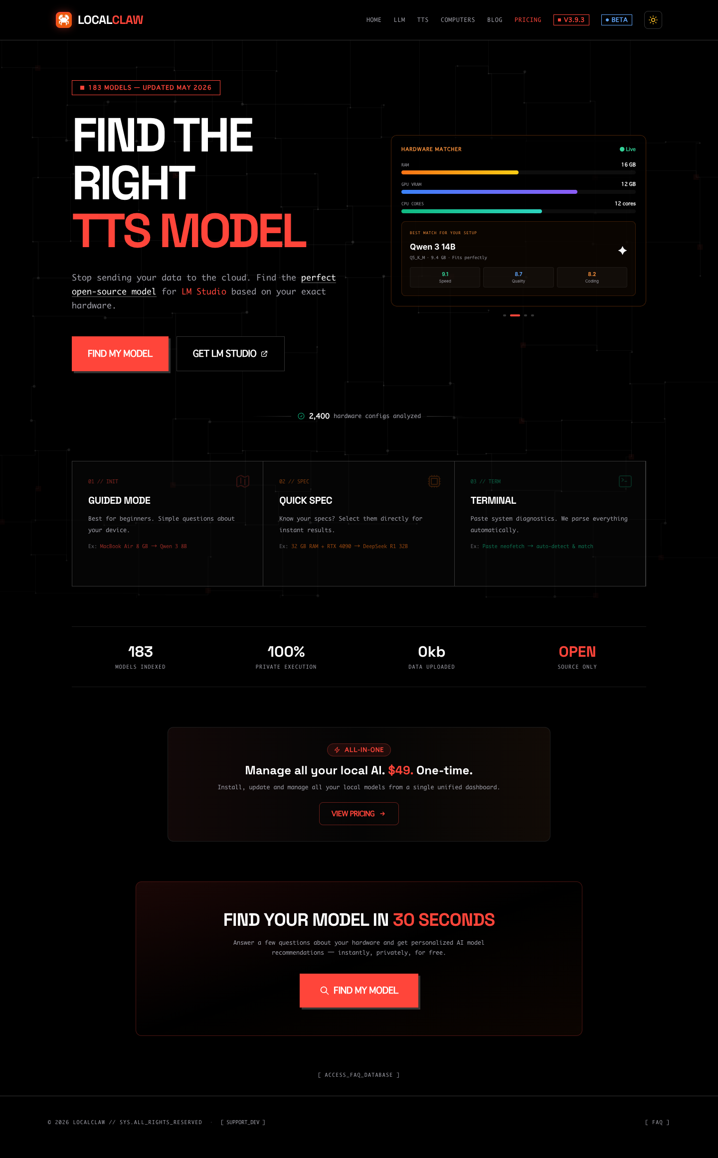 LocalClaw full landing page screenshot