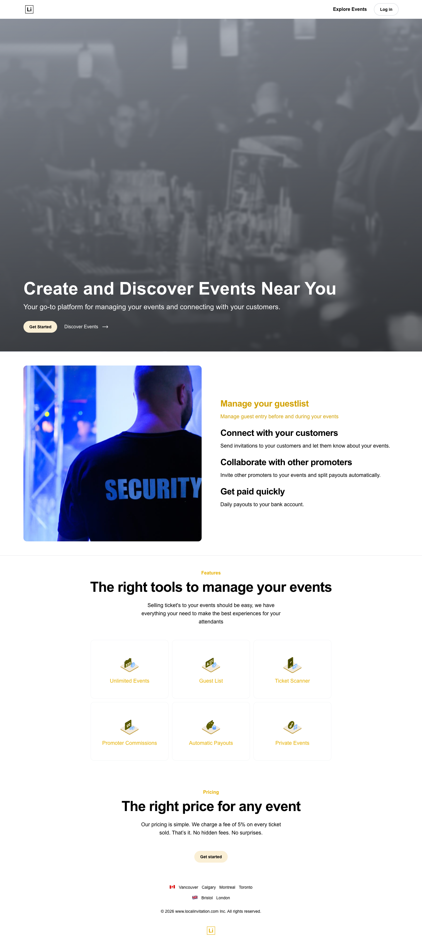 Localinvitation.com full landing page screenshot