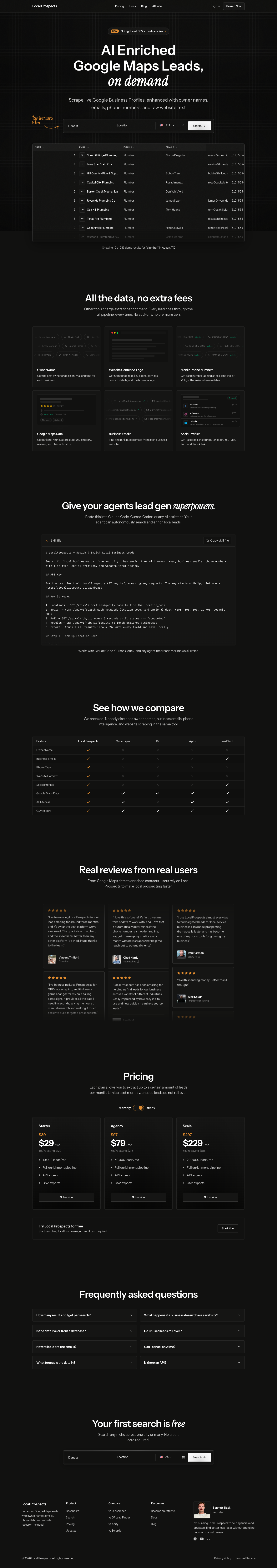 localprospects.ai full landing page screenshot