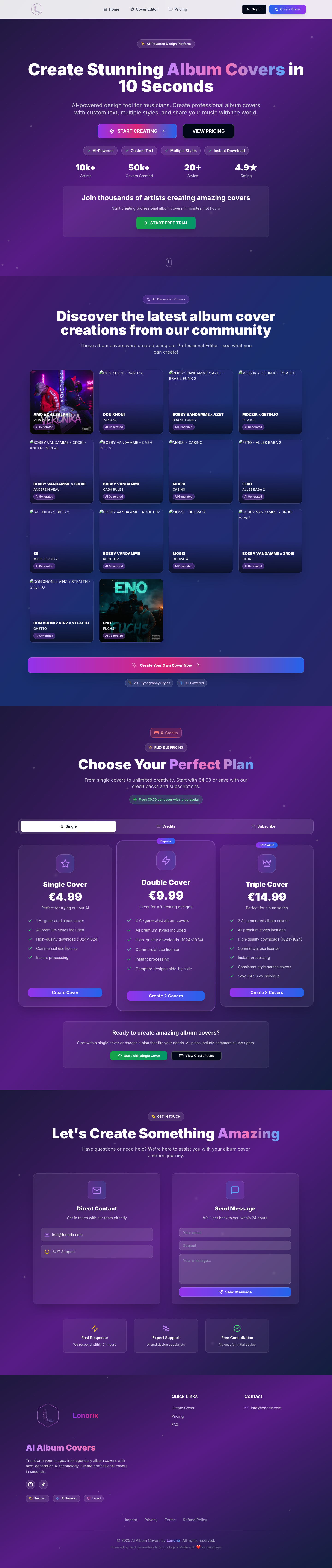 Lonorix full landing page screenshot