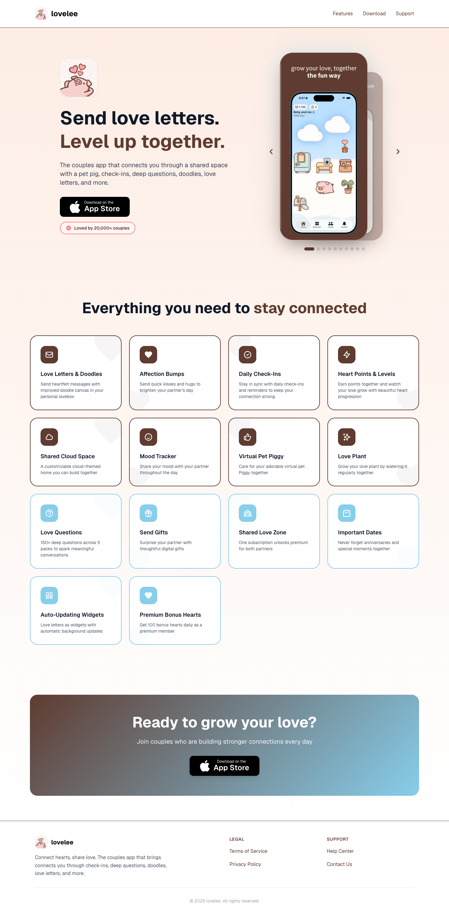 lovelee full landing page screenshot