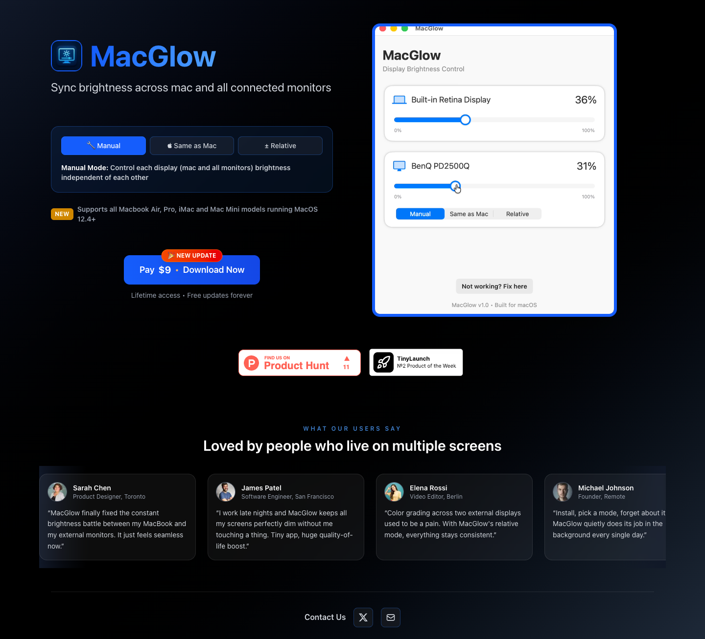 MacGlow full landing page screenshot