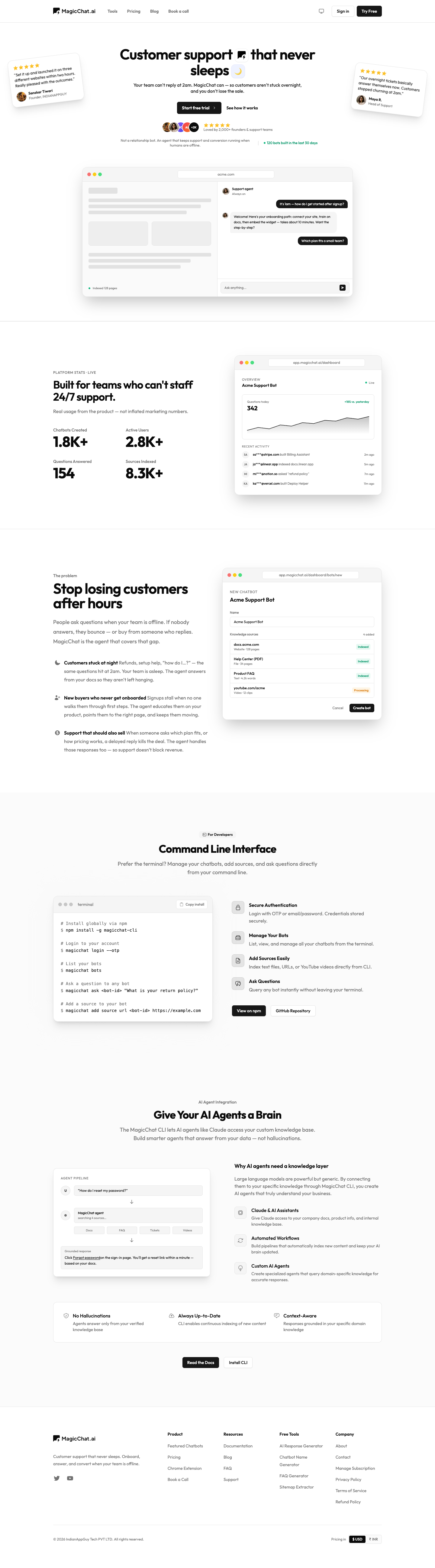 MagicChat.ai full landing page screenshot