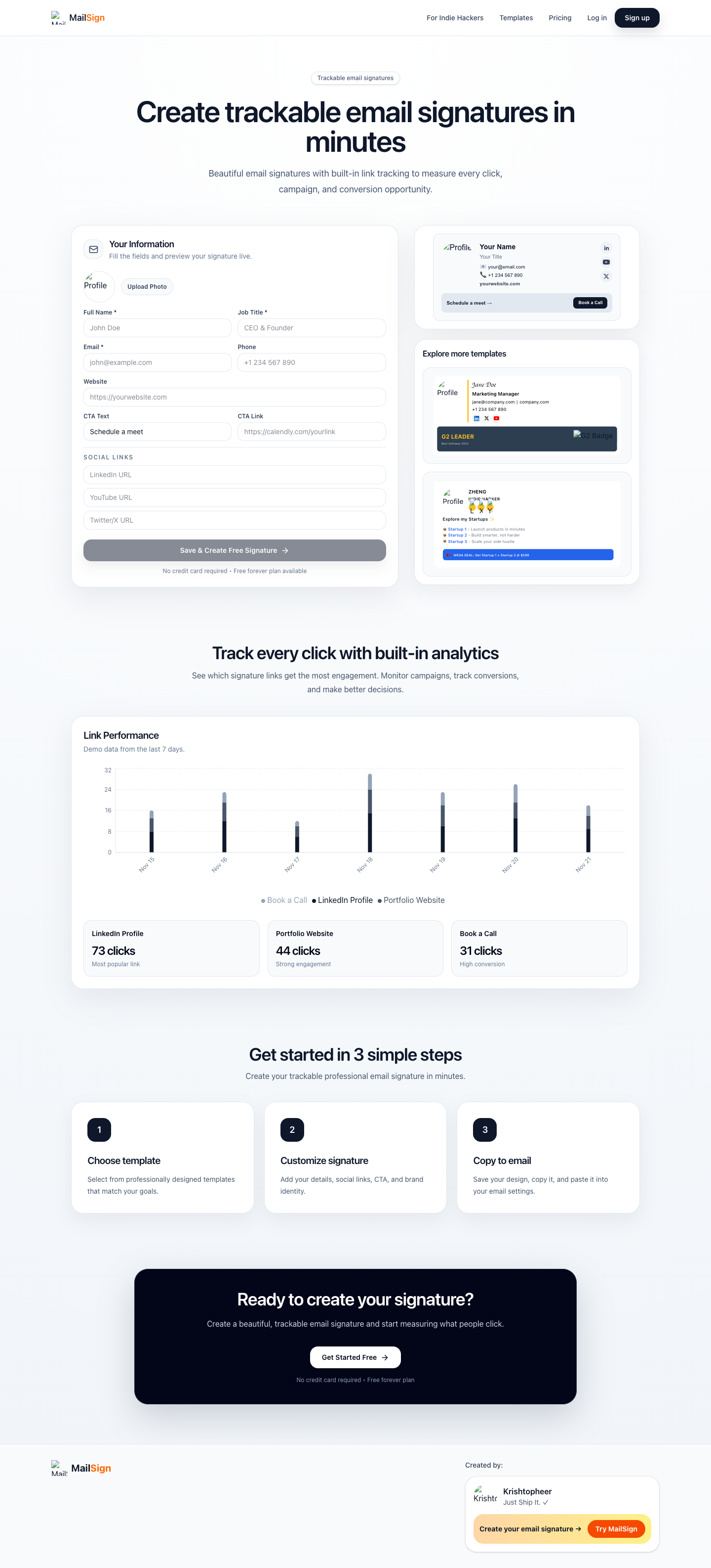 MailSign full landing page screenshot