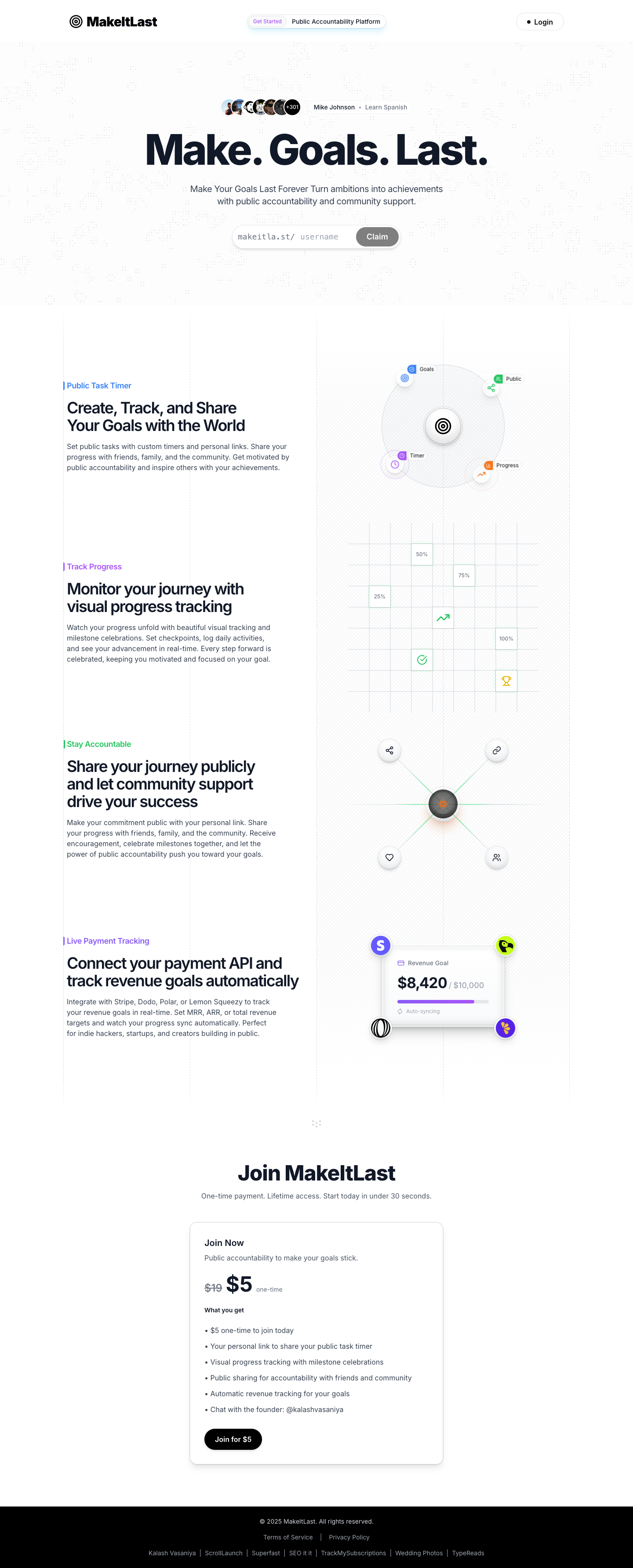 MakeItLast full landing page screenshot