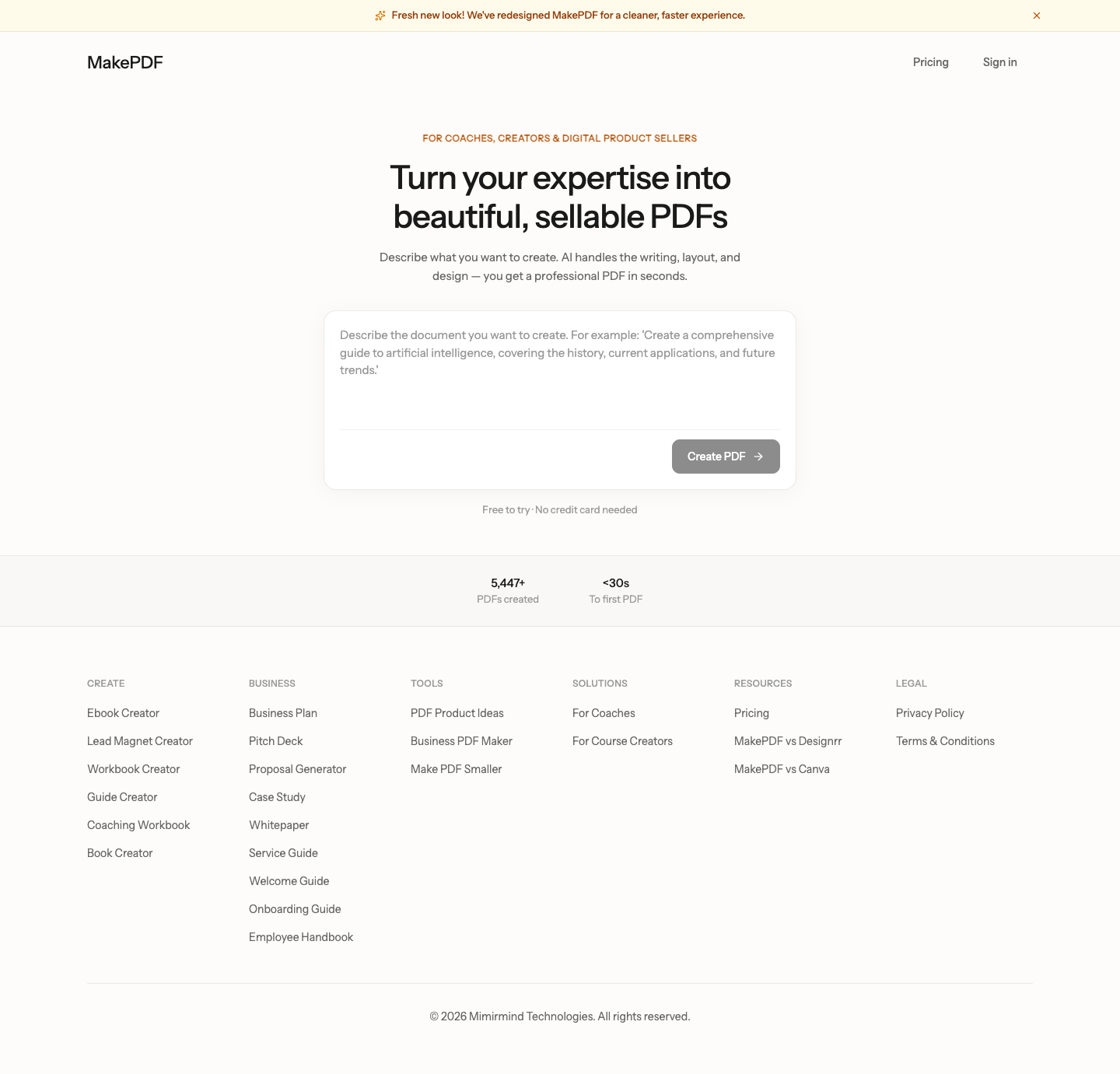 MakePDF.ai full landing page screenshot