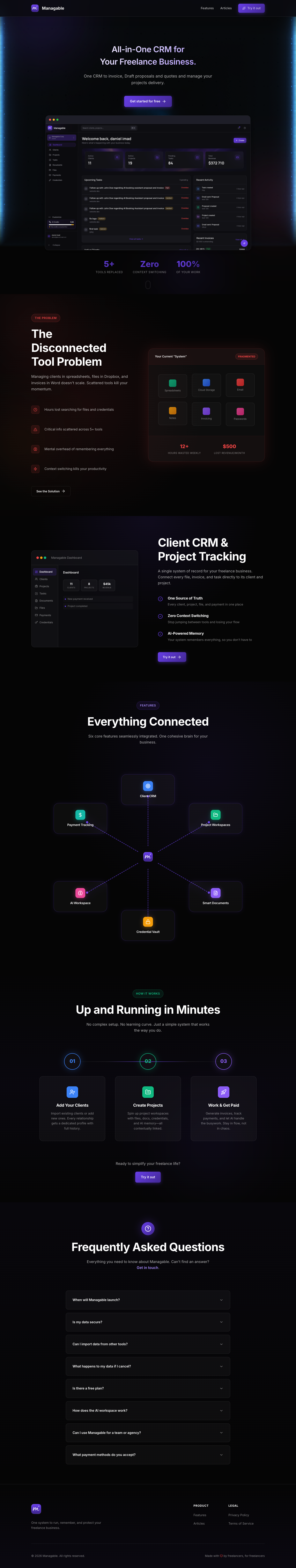 MANAGABLE full landing page screenshot