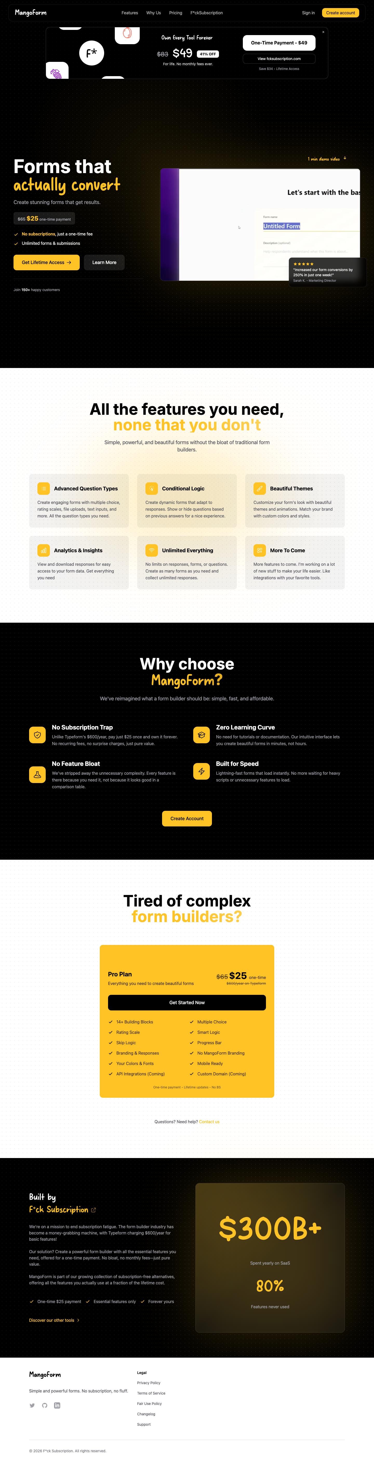 MangoForm full landing page screenshot