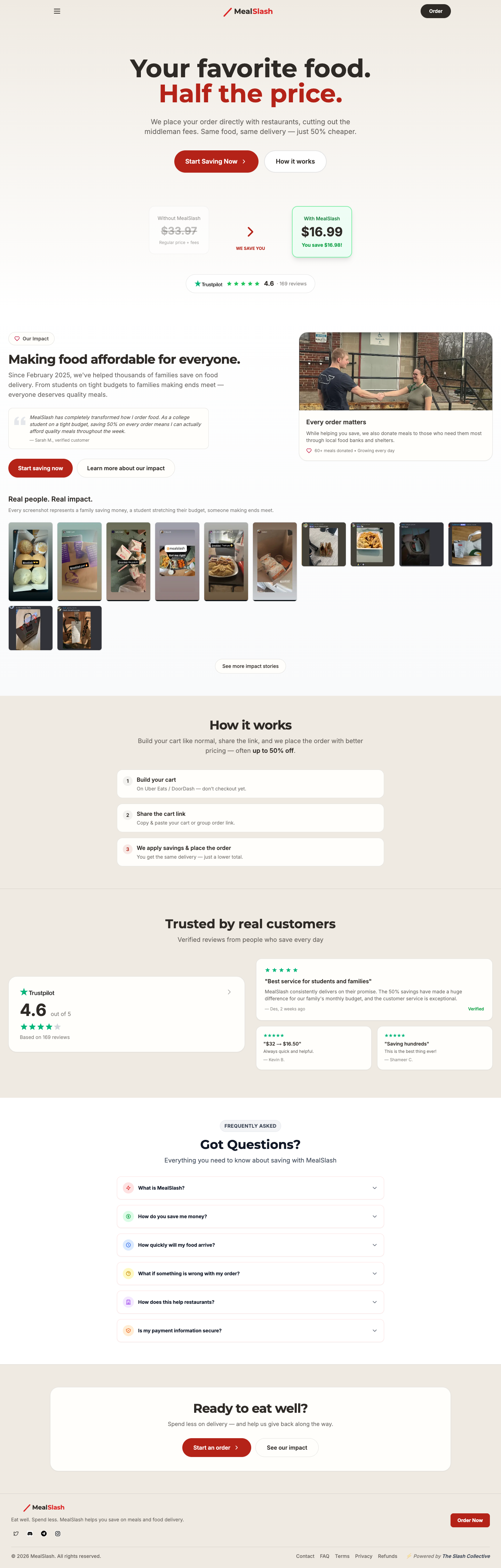 MealSlash full landing page screenshot