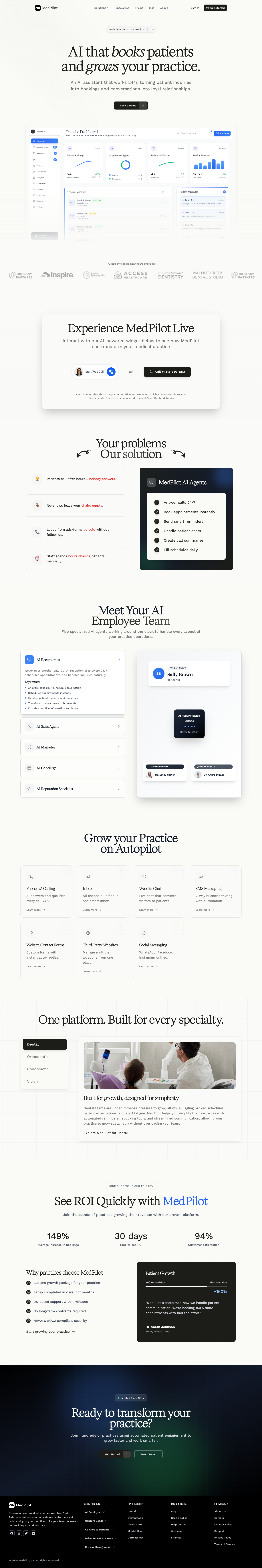 MedPilot full landing page screenshot