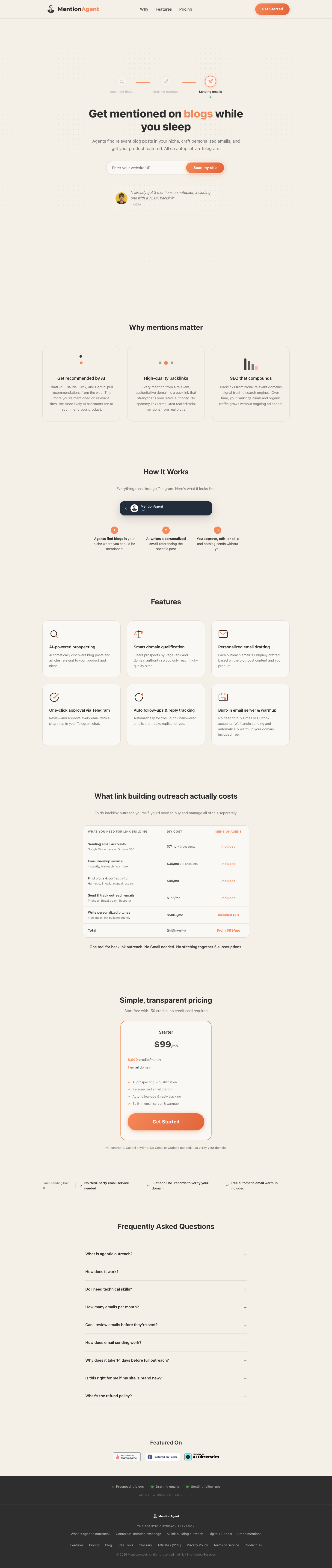 MentionAgent full landing page screenshot