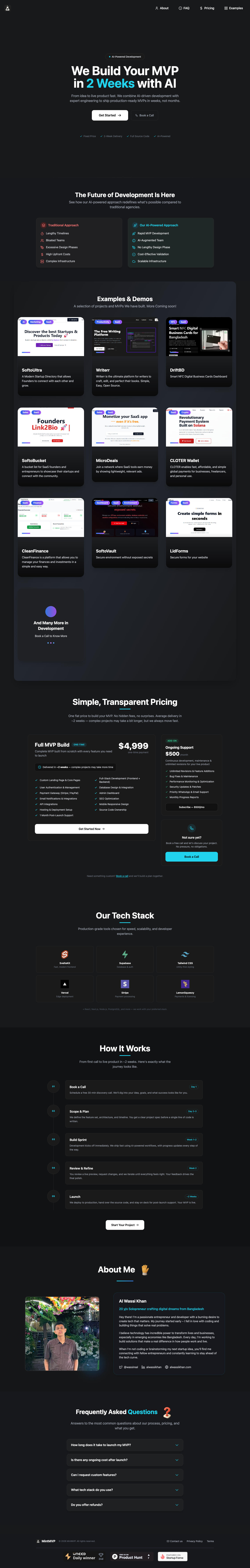 MintMVP full landing page screenshot