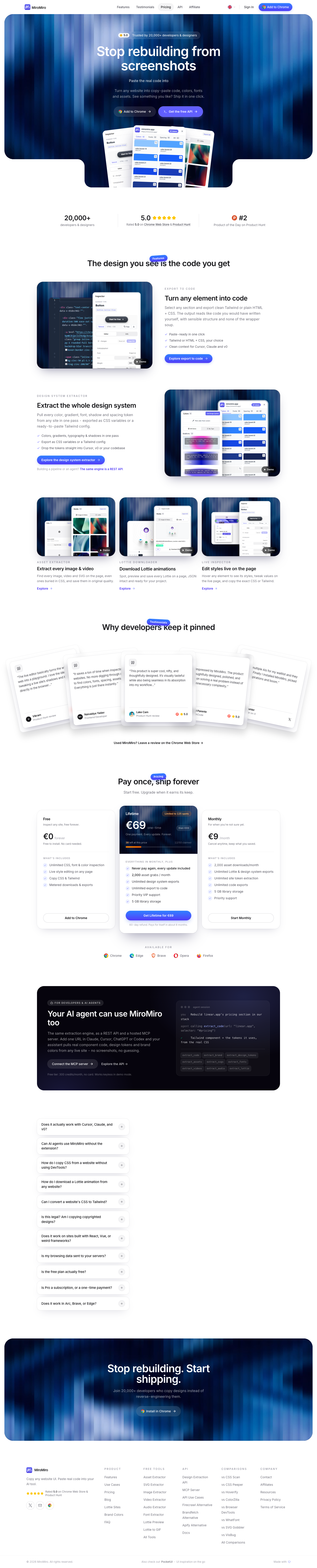 MiroMiro full landing page screenshot