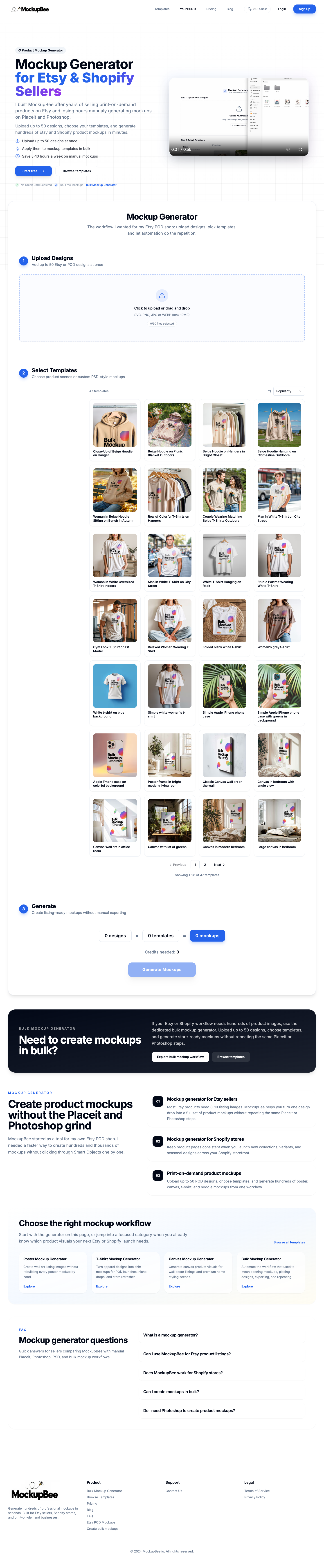 MockupBee.io full landing page screenshot