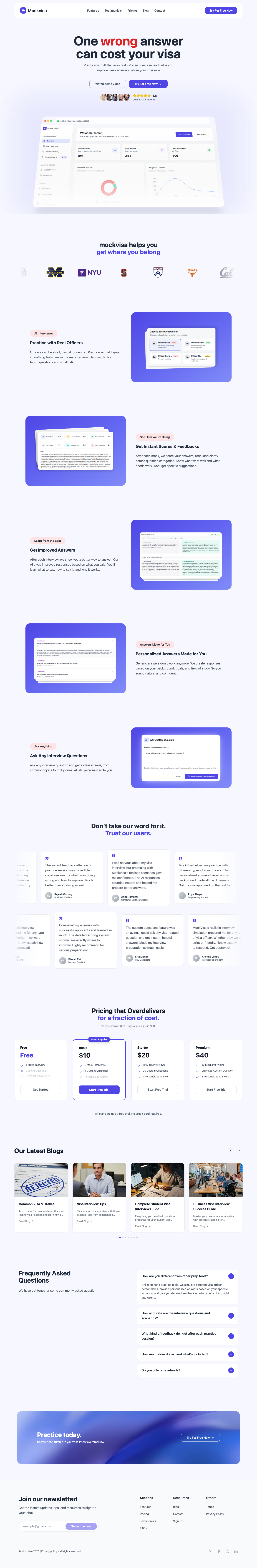 MockVisa full landing page screenshot