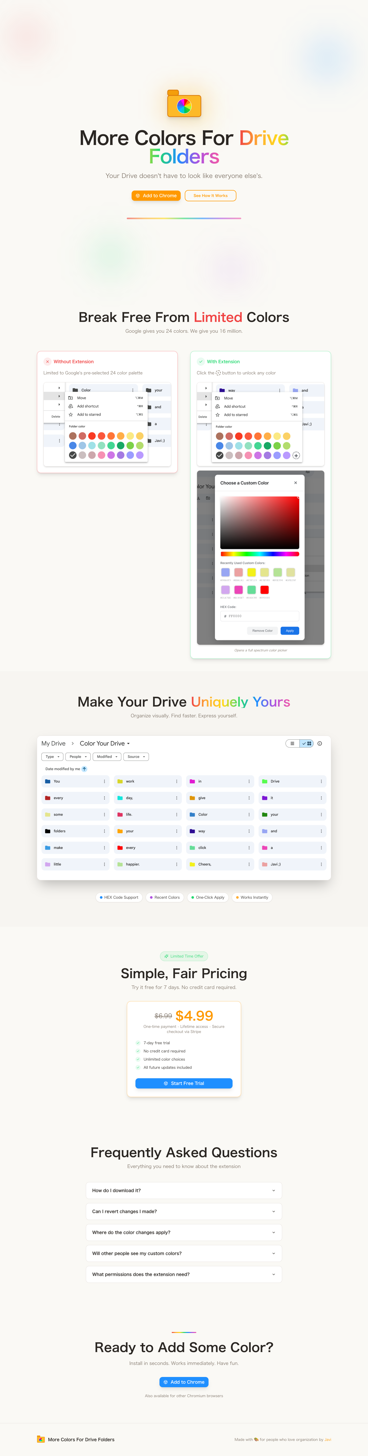 More Colors For Drive Folders full landing page screenshot