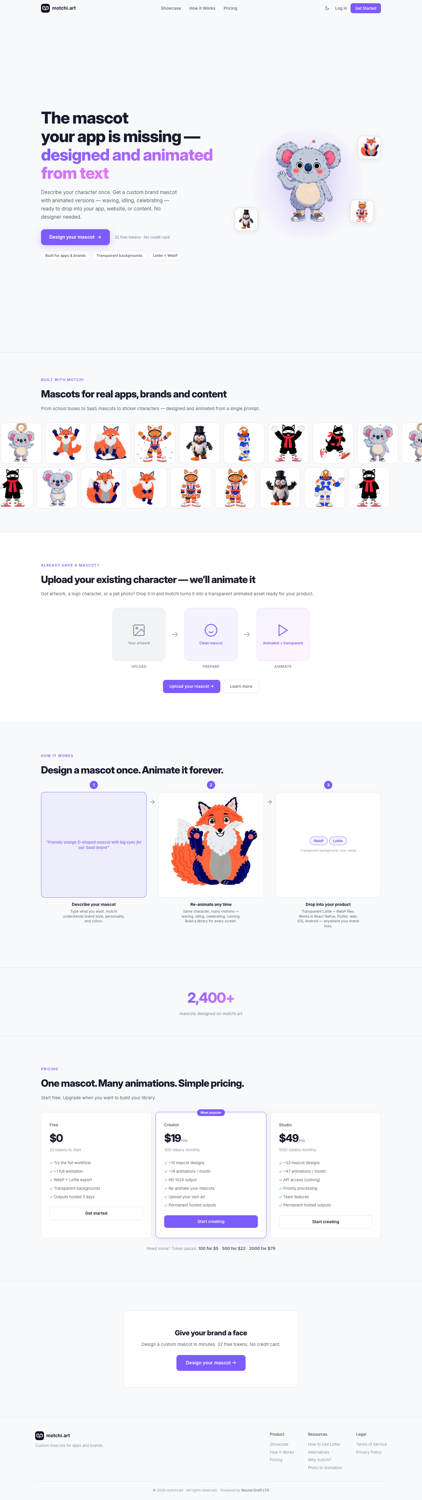 Motchi.art full landing page screenshot