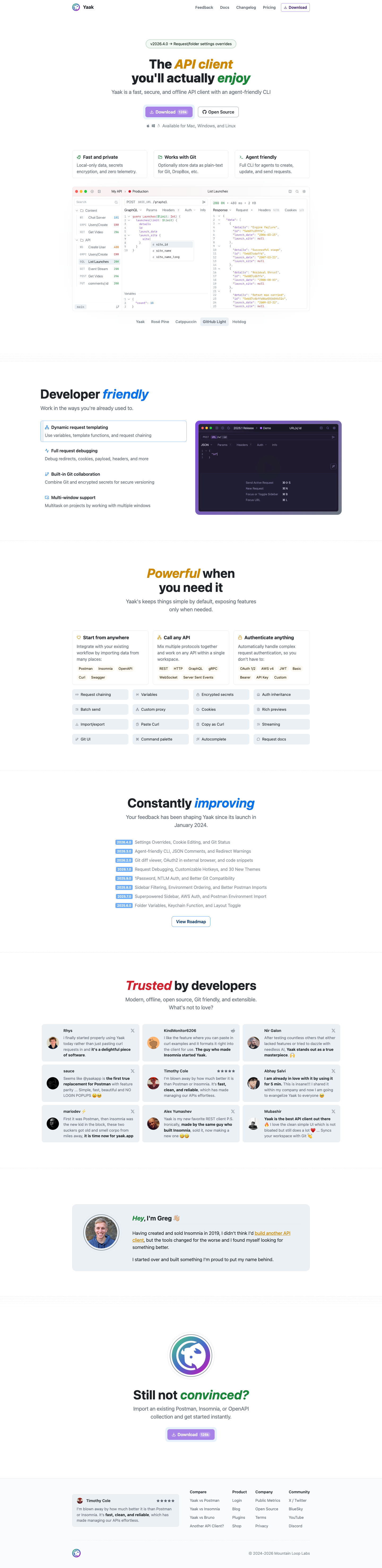 Yaak full landing page screenshot