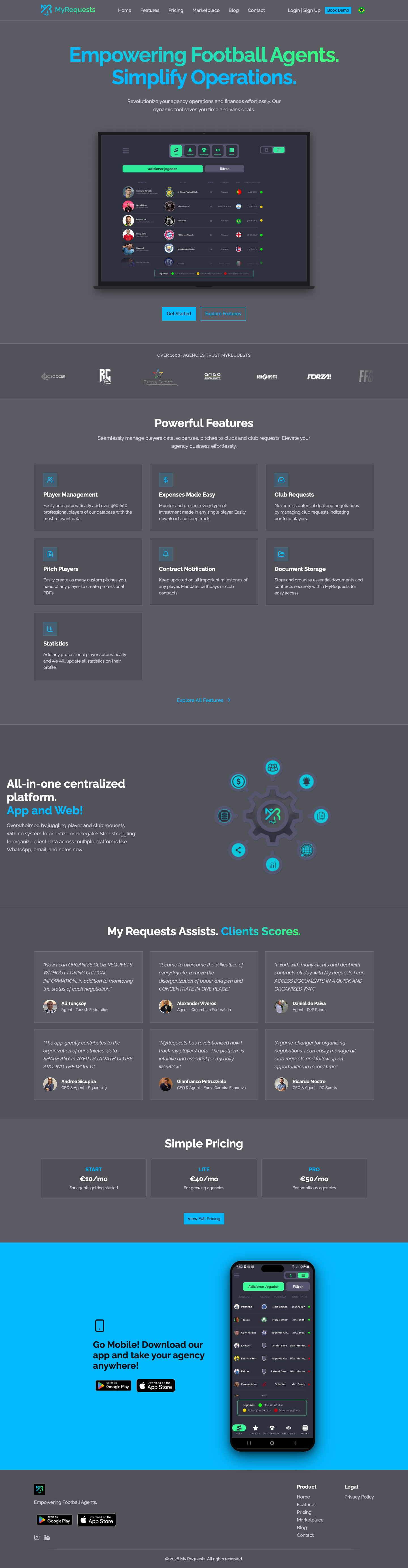 My Requests App full landing page screenshot