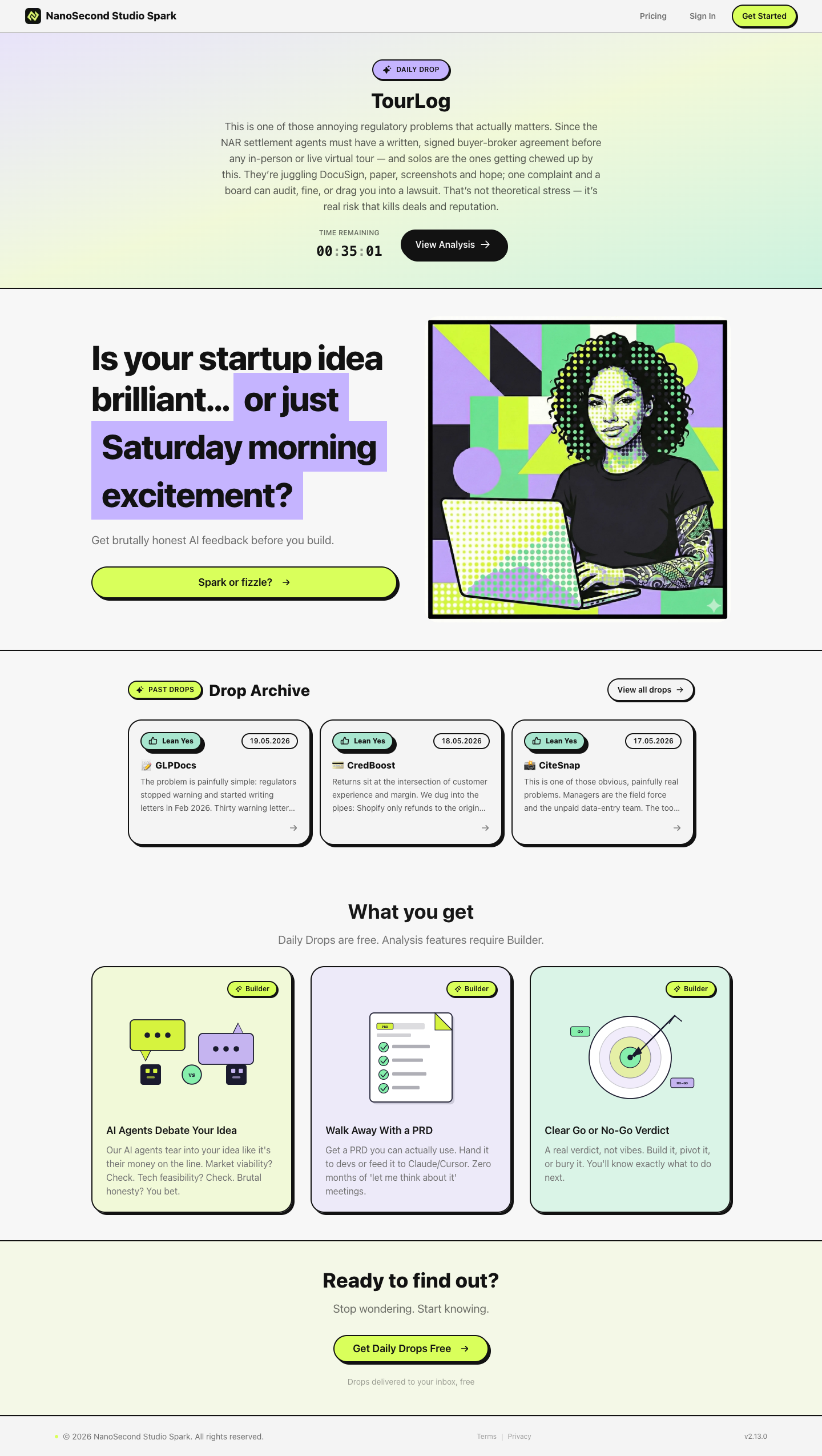 Nanosecond Studio full landing page screenshot