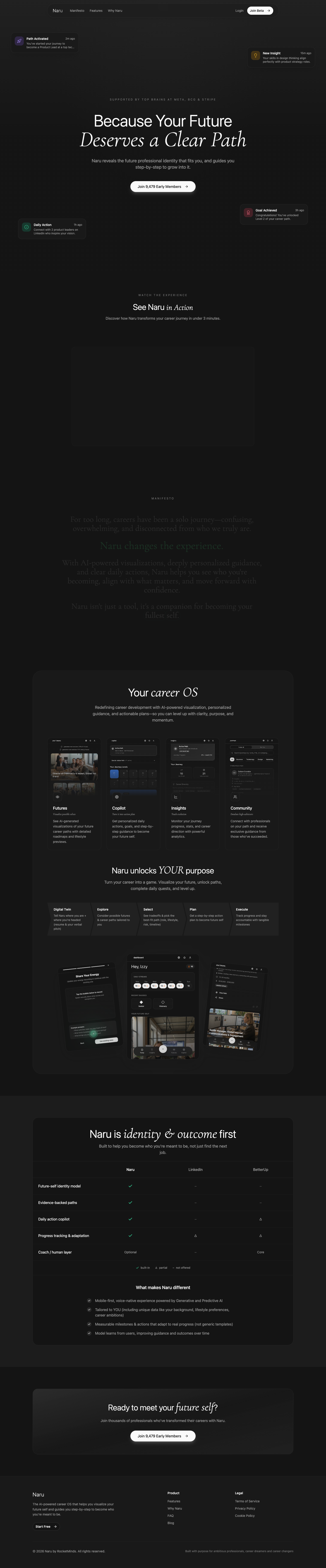 Naru full landing page screenshot