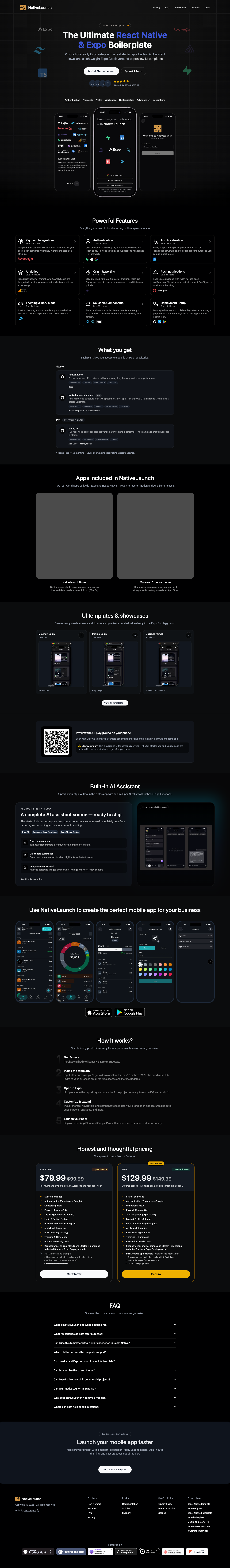 Nativelaunch full landing page screenshot