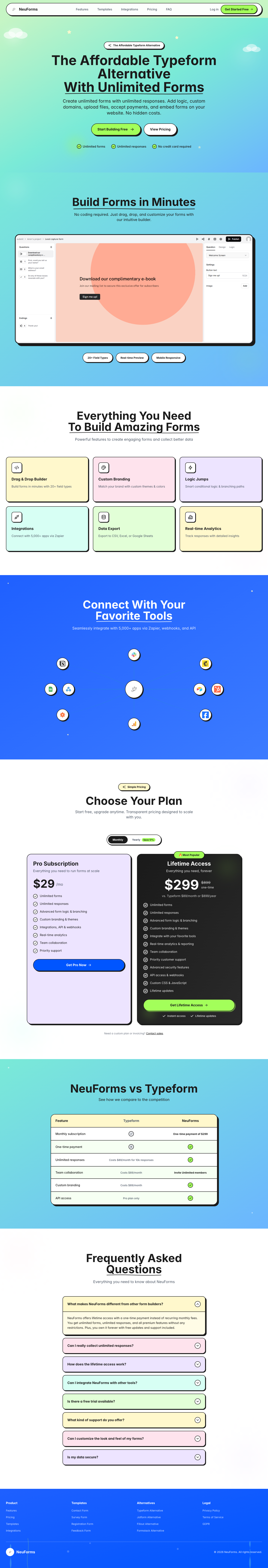 neuforms full landing page screenshot