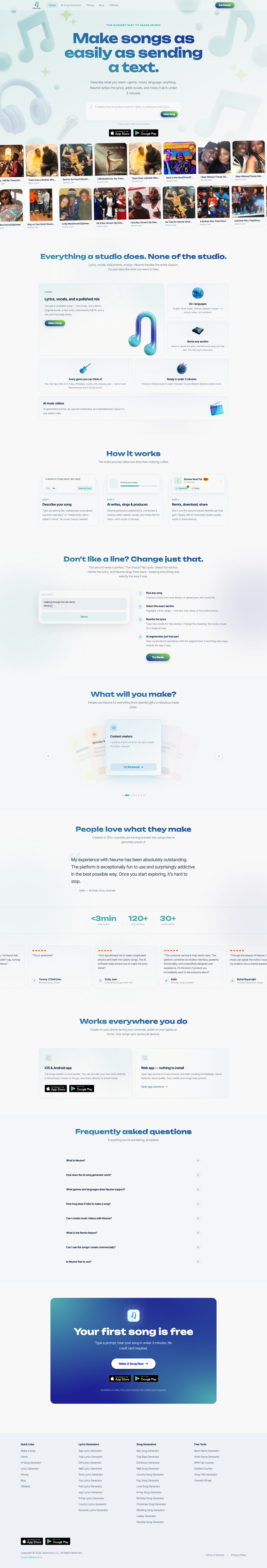 Neume full landing page screenshot