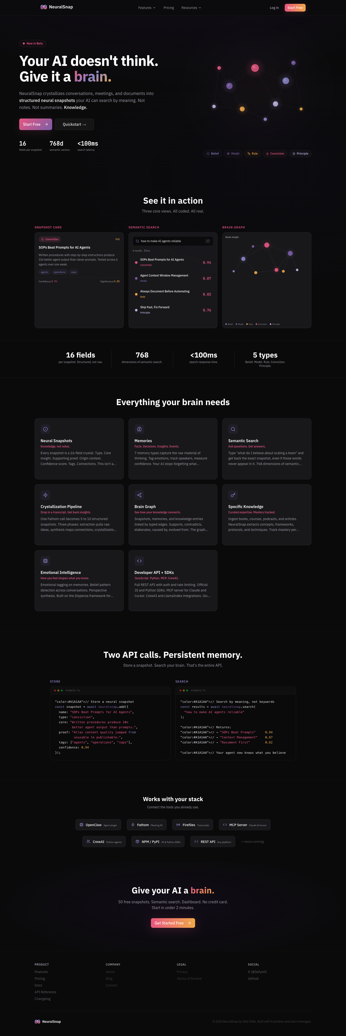 Neuralsnap full landing page screenshot