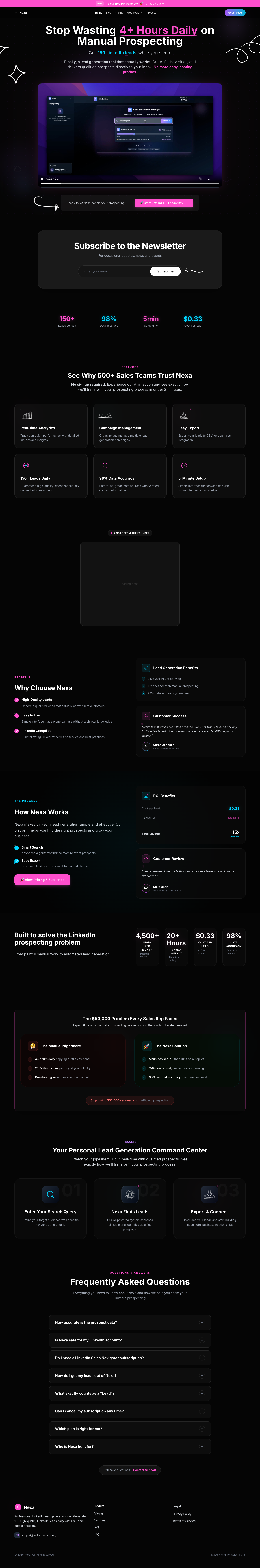 Nexa full landing page screenshot