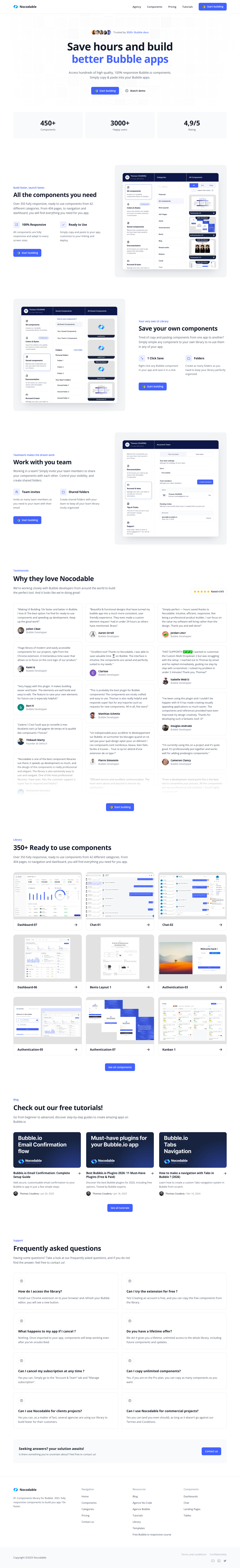 Nocodable Components full landing page screenshot