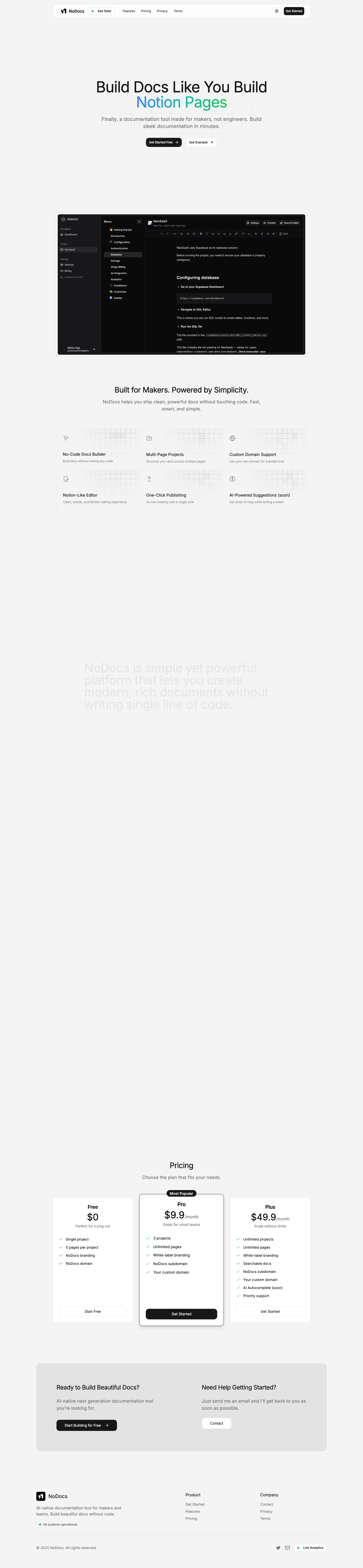 NoDocs full landing page screenshot