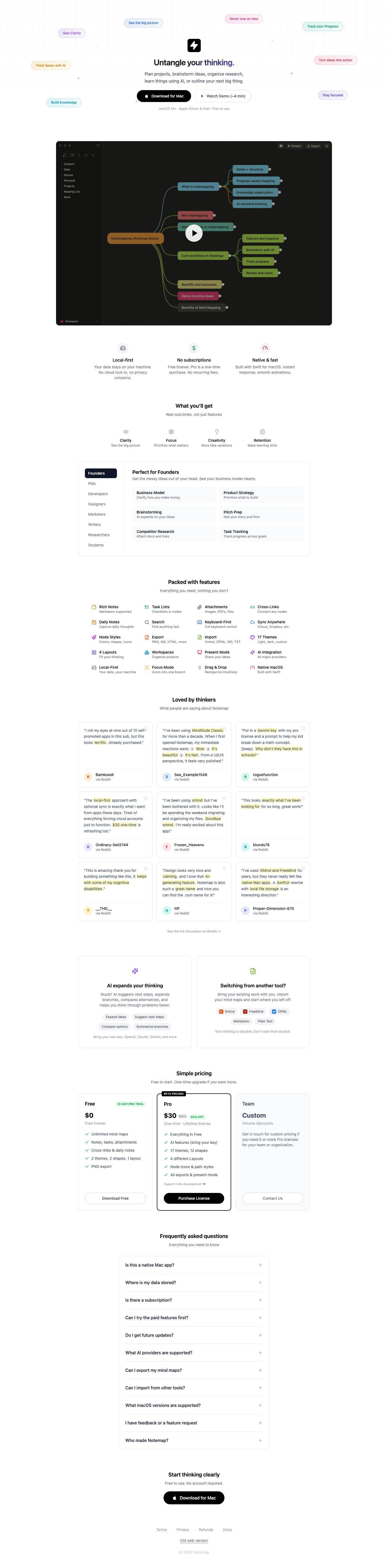 notemap full landing page screenshot