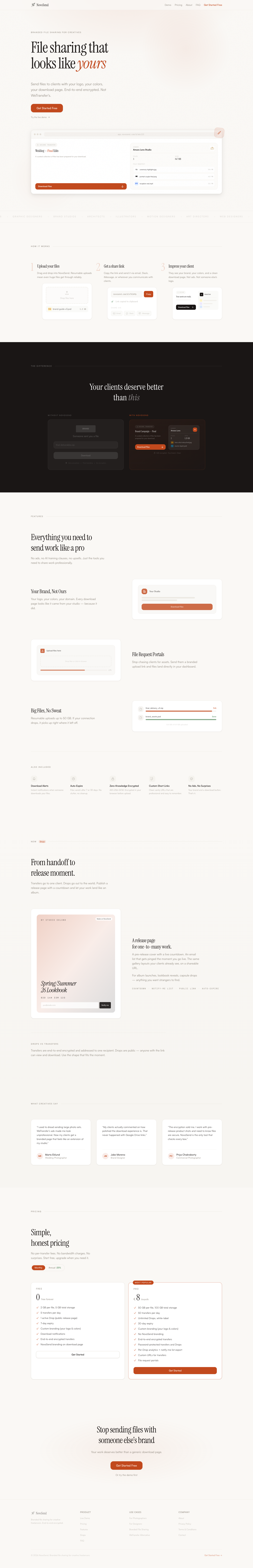 NovoSend full landing page screenshot