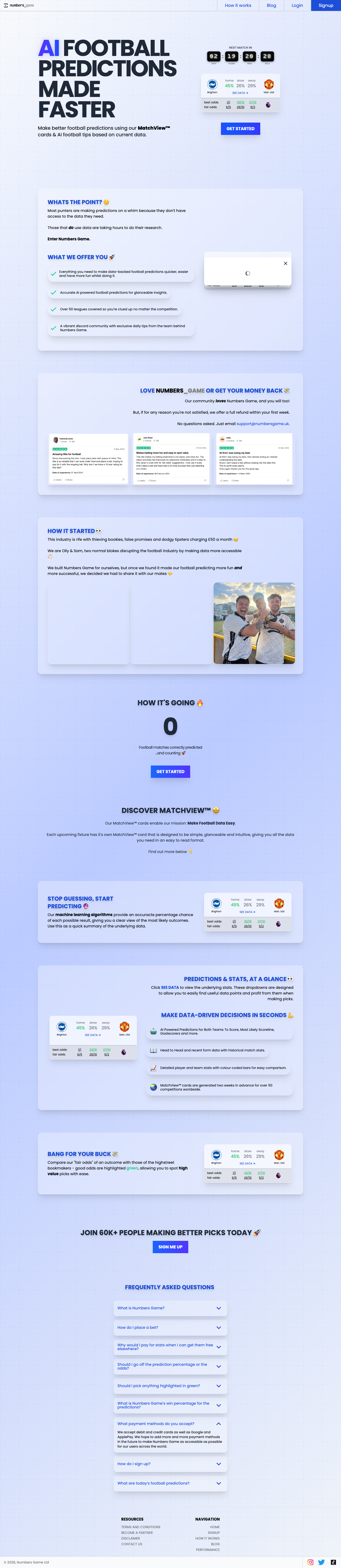 Numbers Game Limited full landing page screenshot